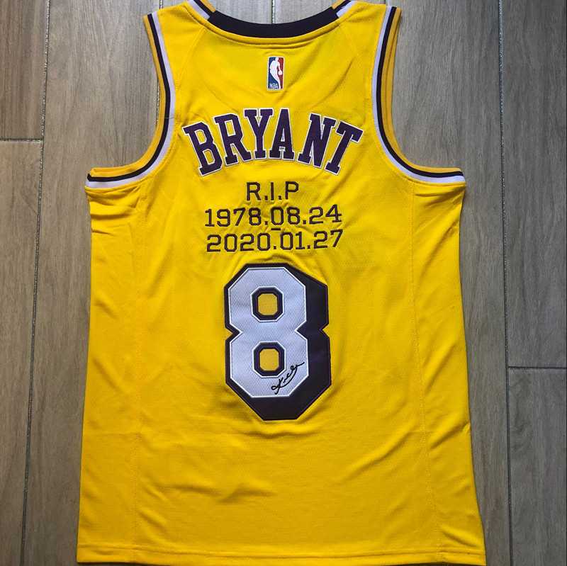 Men Los Angeles Lakers 8 Bryant Yellow throwback Nike NBA Jerseys Print